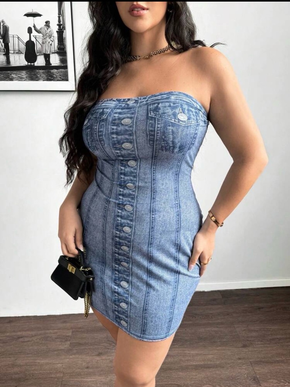 Chambray Tube Dress